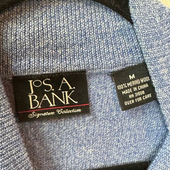 VINTAGE Jos. A. Bank Wool Sweater Size M Mock Turtleneck Blue Capsule Minimalist - Picture 4 of 7